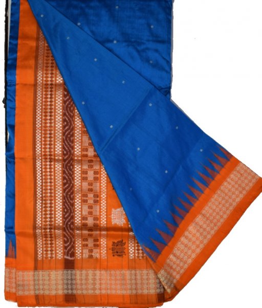 Blue Bomkai Silk Saree